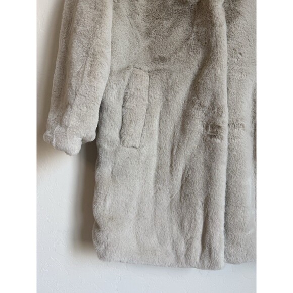 Time And Tru Large Ultra Soft Teddy Faux Fur Trench Coat Beige Cream Mob Wife - Picture 3 of 16
